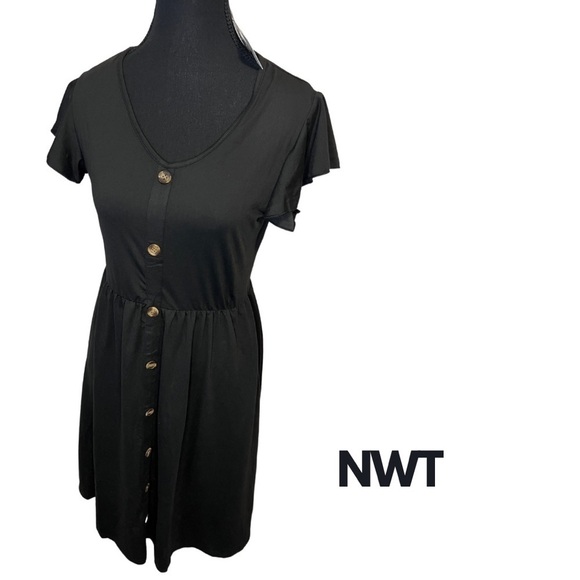 Dresses & Skirts - NWT | Womens Casual  Black Dress With Button Detail | Size M [25]